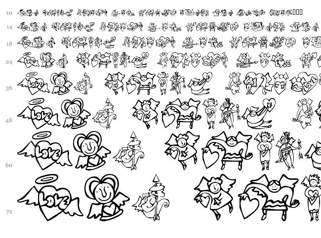 KR Love Angels font waterfall